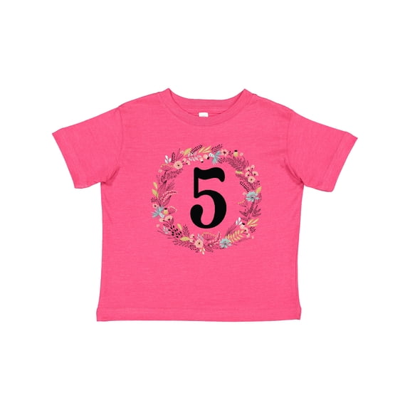 Inktastic 5th Birthday Flowered Wreath 5 Year Old Girl Girls Toddler T-Shirt