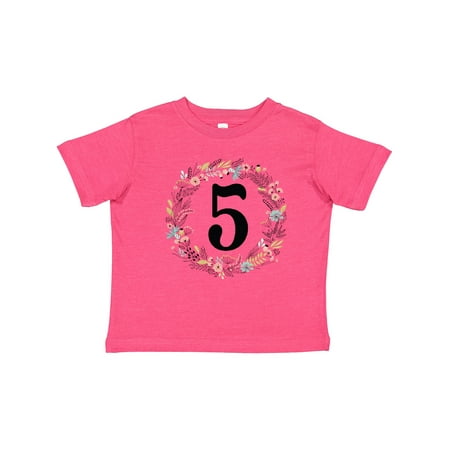

Inktastic 5th Birthday Flowered Wreath 5 Year Old Girl Gift Toddler Toddler Girl T-Shirt