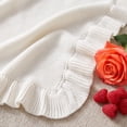 thumbnail image 4 of Ruffled Edge Knit Cotton Throw Blanket, Soft Breathable Woven Cover for Sofa Couch Bed, Lightweight Decorative Home Textile for Everyday Use, 4 of 6