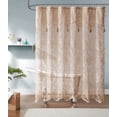 thumbnail image 1 of Cortina de ducha Warm Home Designs con encaje de lino dorado, 180 x 180 cm, 1 of 4
