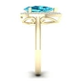thumbnail image 3 of Imperial Gemstone 10K Yellow Gold Pear Cut Swiss Blue Topaz 1/10 CT TW Diamond Halo Women's Ring, 3 of 5