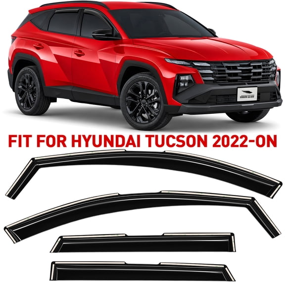 Voron Glass in-Channel Extra Durable Rain Guards for Hyundai Tucson 2022-2026, Window Deflectors, Vent Window Visors, 4 Pieces - 200681