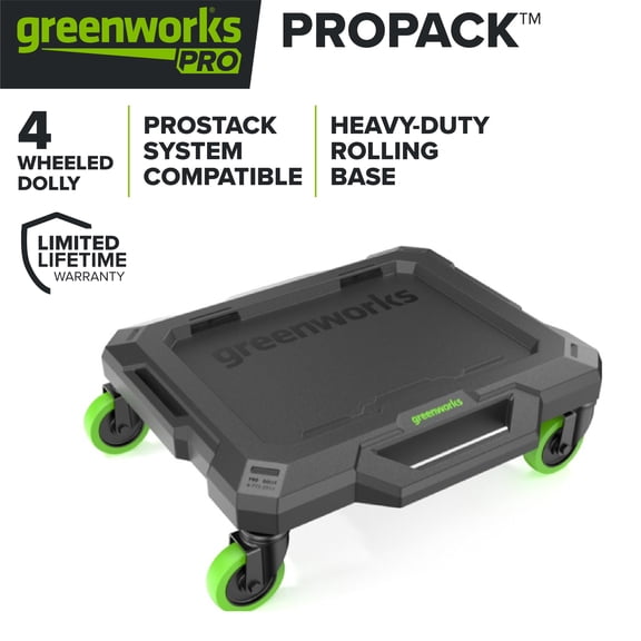 Greenworks Pro ProPack Modular Tool Storage Dolly, Heavy-Duty Rolling Base for ProPack Tool Boxes & Stackable Storage System