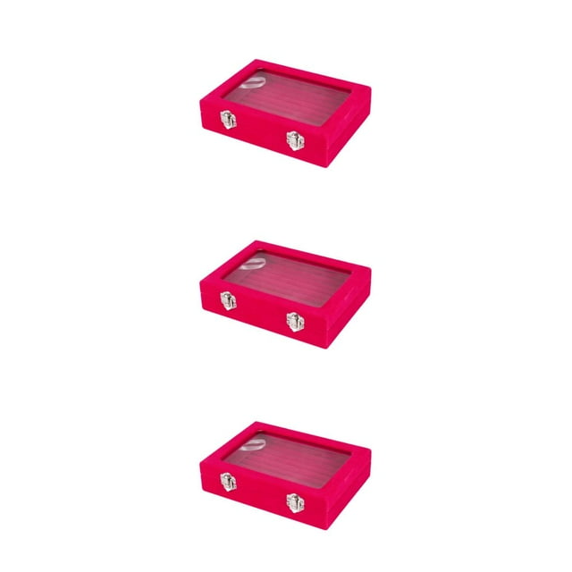 maskred Velvet Glass Ring Earring Display Organizer Box For Jewelry Storage With Large Capacity Unique 3Set