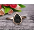 thumbnail image 1 of 1.25 Carat Halo 8x5mm Pear Shape Black Diamond Moissanite Engagement Ring Handmade Solid 10k Rose Gold Ring Solitaire Stacking Band Anniversary Ring, 1 of 5