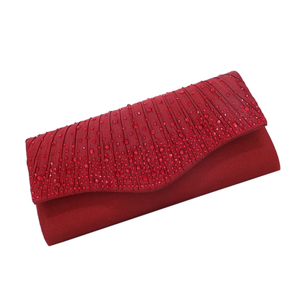 Worgeous Satin Rhinestone Handbag Elegant Evening Clutch Magnetic Snap Purse for Wedding Dinner ( )