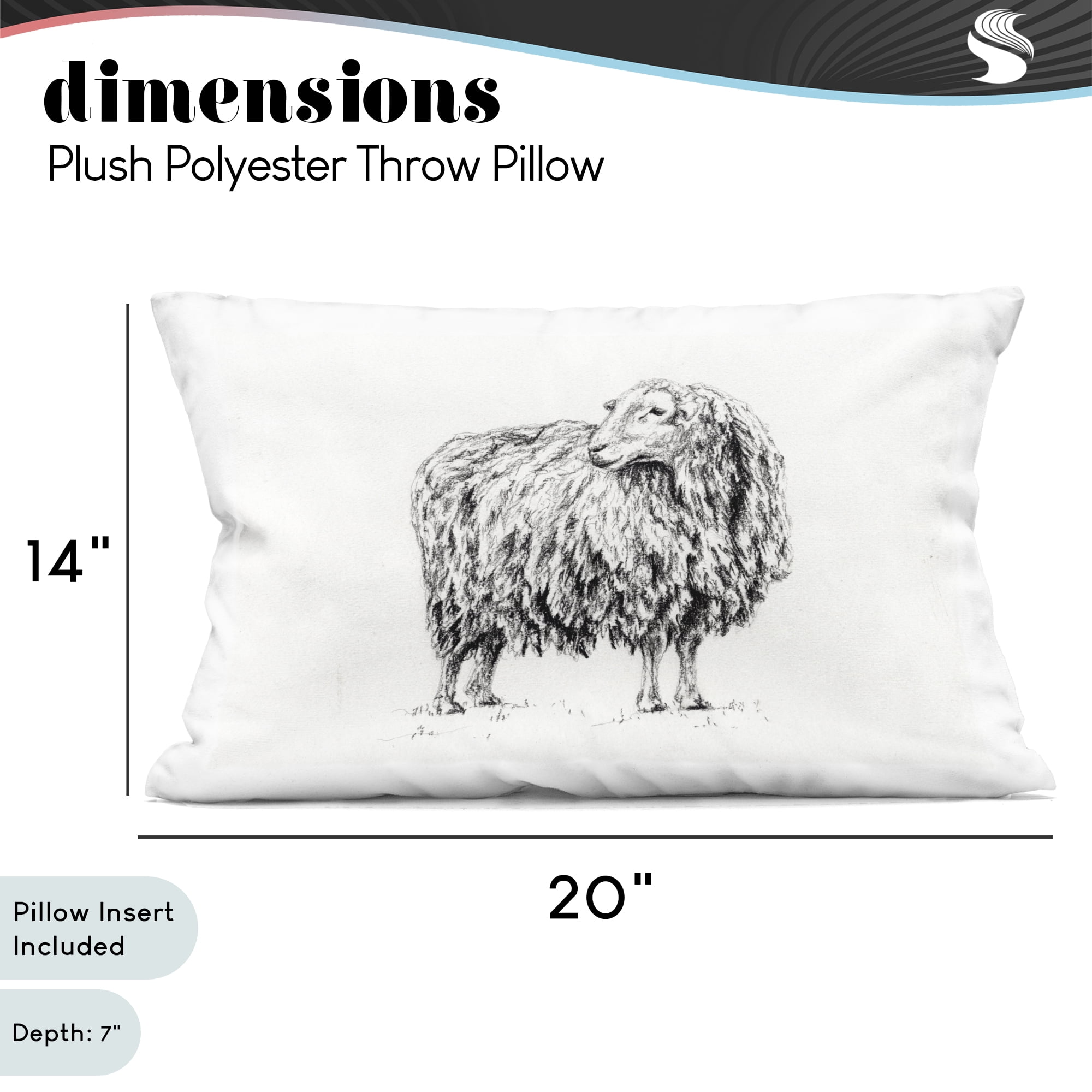 Stupell Industries Sheep in Charcoal Decorative Printed Throw Pillow, design by Leah Noel Art