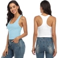 thumbnail image 4 of Charmo Crop Tank Tops for Women Built-in Shelf Bra Racerback Cotton Sports Crop Top 2 Pack, 4 of 6