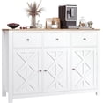 thumbnail image 5 of Buffet Cabinet with Storage, 47.3” Farmhouse Sideboard Buffet Cabinet, White Kitchen Cabinet Display Cabinet with 3 Drawers and 3 Doors, Wood Coffee Bar Cabinet for Kitchen Dining Room, 5 of 8