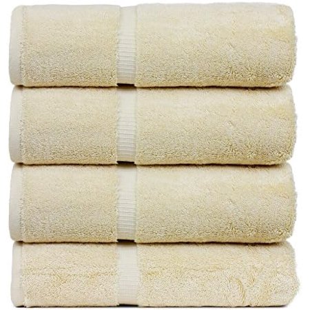 Luxury Hotel & Spa Towel 100% Genuine Turkish Cotton Bath Towels - Beige - Dobby Border - Set Of 4
