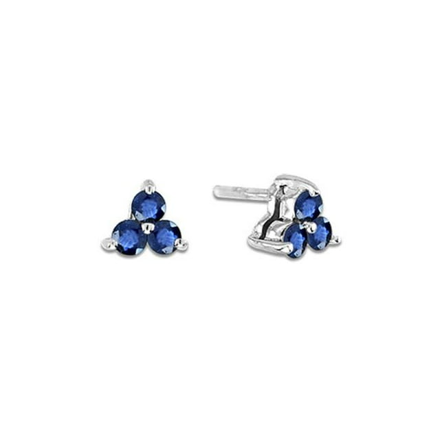 0.40 Ct. Sapphire Three Stone Earrings In 14K Gold