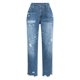 thumbnail image 3 of WILLBEST Pantalones Casuales de Mujer, Cintura Alta, Pierna Recta, Mezclilla Desgastada, Diseño Desgastado para Comodidad Diaria, Versátiles, Moda Primavera Verano Otoño Extra Grande, 3 of 4