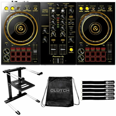 Pioneer DJ Limited Edition DDJ-400 2-channel rekordbox DJ Controller with Black Professional Laptop Stand Package