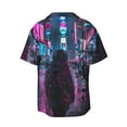 thumbnail image 5 of KLL Neon Night Cityscape Print Men's Shirt Short Sleeve Button Down Summer Cuba Beach Shirts- Small, 5 of 5
