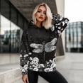 thumbnail image 5 of COEQINE Tops Women's Hoodies Sweatshirts Pullover Oversized Crewneck Fit Soft Loose Long Sleeves Fashion Y2K Lightweight Dragonfly Flowers and Moon Hooded Sweatshirt Outfits Clothes, S, 5 of 7