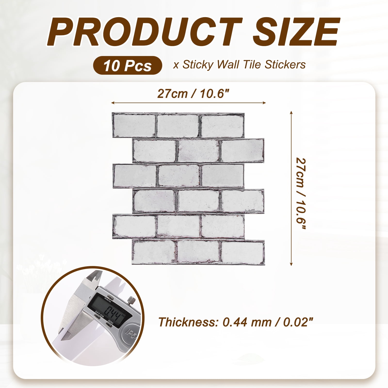 Uxcell 10Pcs Peel and Stick Backsplash Tiles 10.6" x 10.6" 3D Thickened Stone Texture Self-Adhesive Tile Stickers Wallpaper Wall for Kitchen Bathroom Bedroom, Retro White