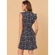 thumbnail image 5 of Vestido de Mujer Allegra K con Estampado floral Cuello En V Sin mangas con volantes Negro S, 5 of 6