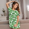 thumbnail image 3 of Pofeuu Green Leaves Print Women's Loose Fit Short Sleeve Nightgown, Comfortable Sleep Dress for Women, Casual Lounge Sleepwear, Soft Cotton Sleep Dress, 3 of 6