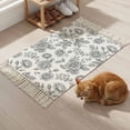 thumbnail image 5 of Kitchen Runner Rugs, Watercolor Rustic Flower Leaf 2'x3' Throw Rug with Tassels, Summer Rose Floral Seamless Washable Soft Floor Carpet Runner for Hallway Bedroom Bathroom Laundry Room, 5 of 9