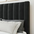 thumbnail image 3 of Amolife Full Size Platform Bed Frame with Upholstered Velvet Channel Headboard, Black, 3 of 10