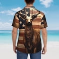 thumbnail image 4 of Balery Deer American Flag Vintage Camisas hawaianas de manga corta para hombre, camisas playeras de corte holgado, camisas de vacaciones con botones,Small, 4 of 7