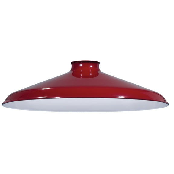 B&P Lamp® Red Industrial Style Metal Lampshade, 2 1/4 In Fitter, 12 In Diameter