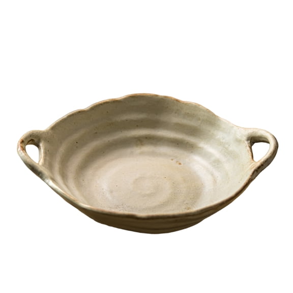 YAFABROO Vintage Stoneware Salad Bowl with Handles, Rustic Ceramic Serving Plate for Home Kitchen – Farmhouse