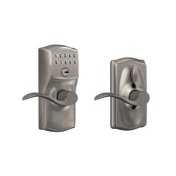 Cerradura de puerta SCHLAGE Níquel satinado FE595VCAM619ACC Camelot