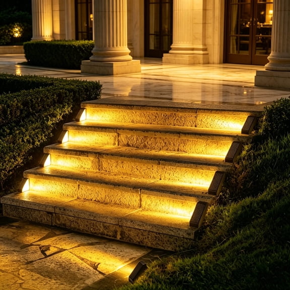 Solar Powered Stair Lights Outdoor Step Lighting Waterproof Garden Lights for Pathway Patio Yard Deck Walkway Solar Step Lights with 2 Color Modes