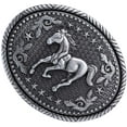 thumbnail image 3 of Western Rodeo Running Horse Belt Buckle Oval Engraved Star Pattern belt buckle, 3 of 3
