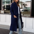 thumbnail image 5 of Dyfzdhu Wool Coats for Women Elegant Slim Fit Long Sleeve Long Trench Coat Open Front Warm Jacket Dark Blue, 5 of 9