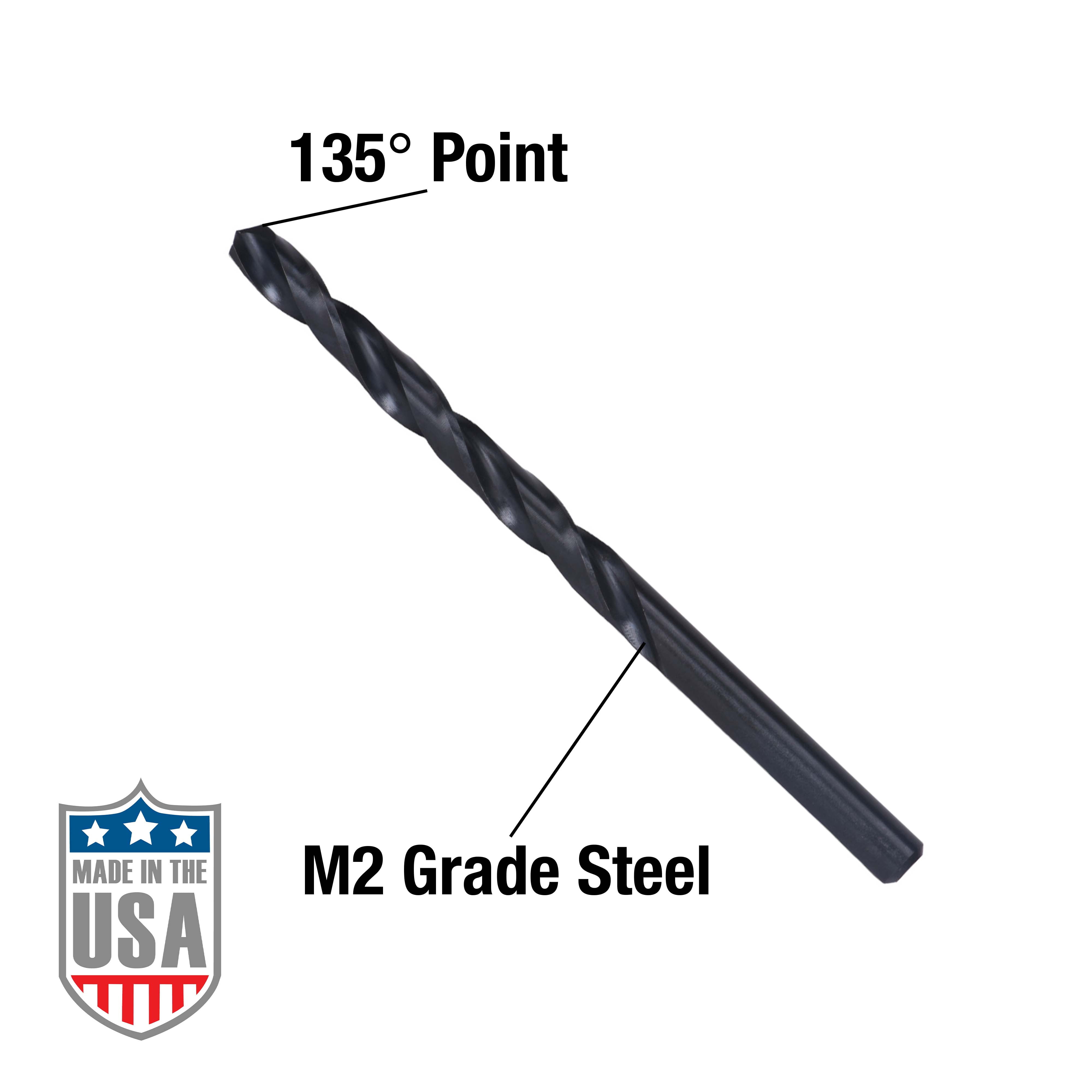 Century Drill & Tool 24124 Pro Grade Black Oxide Drill Bit, 3/8", Pro Pack