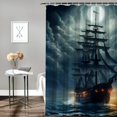 thumbnail image 2 of Orinice  Pirate Ship Shower Curtain Nautical Vintage Ghost Sailboat Sailing Fantasy Ocean Full Moon Cloudy Sky Adventure Gothic Boys Men Polyester Curtains Bathroom Decor with Hooks  60x72, 2 of 7