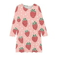 thumbnail image 4 of Odeerbi Teen Girls Strawberry Printed Skater Dress Cute Princess Dresses 4-14 Years Children Round Neck Long Sleeve Dress Teen Girls Clothes, 4 of 4