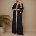 thumbnail image 2 of Robe Abaya Musulmane Femme Col en V Kaftan Prière Islamique Robe Brodée Bronzante Robe Longue Soirée Vacances, 2 of 6