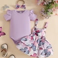 thumbnail image 2 of TOWED22 Baby Girl Clothes Newborn Infant Summer Outfits Ruffle Sleeve Romper and Floral Shorts Set for 0-18 Months Purple,0-3 M, 2 of 6