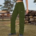 thumbnail image 5 of Defitshape Women's Cargo Jeans Washed Straight Leg Full Length Loose Fit Vintage Fashion Long High Waist Elastic Carpenter Denim Pants Army Green X-Large, 5 of 5
