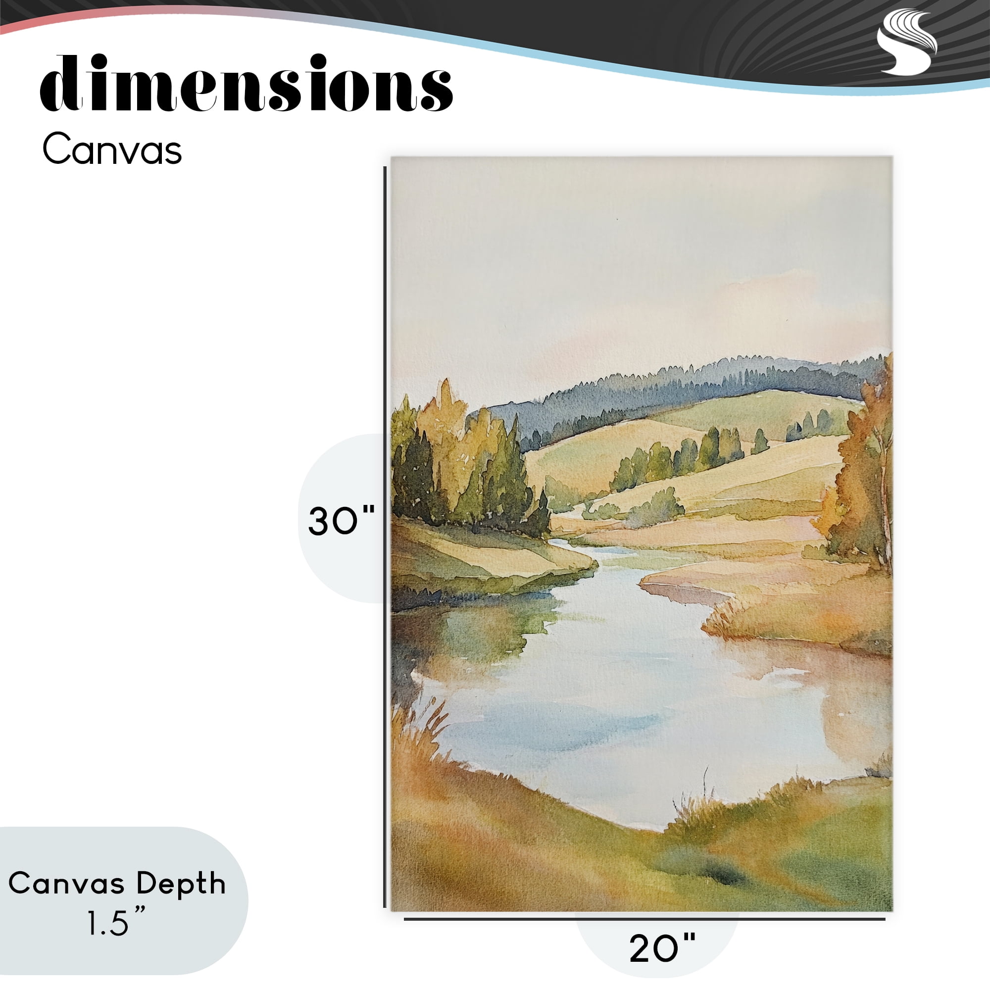 Stupell Industries Serene Watercolor Lake Escape Canvas Wall Art, design by Petal Prints Design