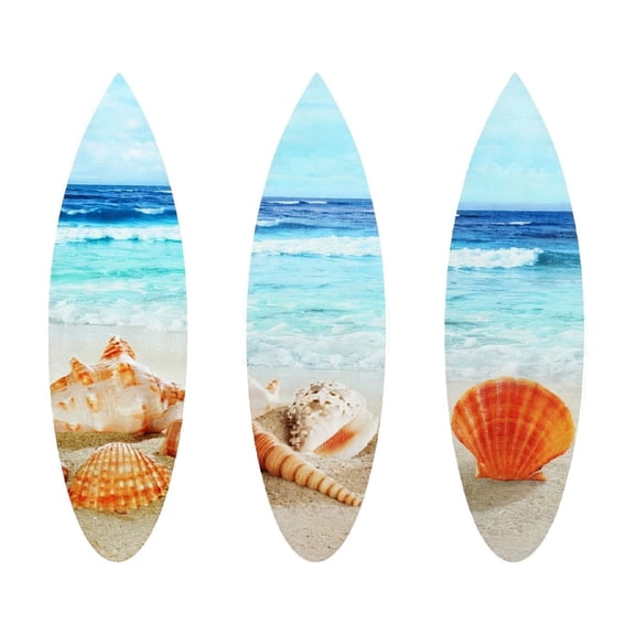 HOARBOEG Beach Themed Wooden Hanging Signs, 3-Piece Coastal Porch Decor Set, Seaside Plaques for Wall, Summer Party Ornament, Beach House Decorative Wall Hangings