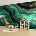 thumbnail image 6 of Wallpaper Green marble abstract acrylic Marbling artwork texture Agate Peel and Stick Wall Murals 100"H x 144"W Removable PVC Wall Paper Self-Adhesive Wall Paintings Art Decor for Bedroom Living Room, 6 of 7