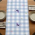 thumbnail image 5 of Table Runners 72 Inches Long Dress Scarves, Spring Farmhouse Kitchen/Dining Table Runner, Coffee Tablerunners, Truck Botanical Rose Leaves Blue White Plaid 13x72 Inch, 5 of 9