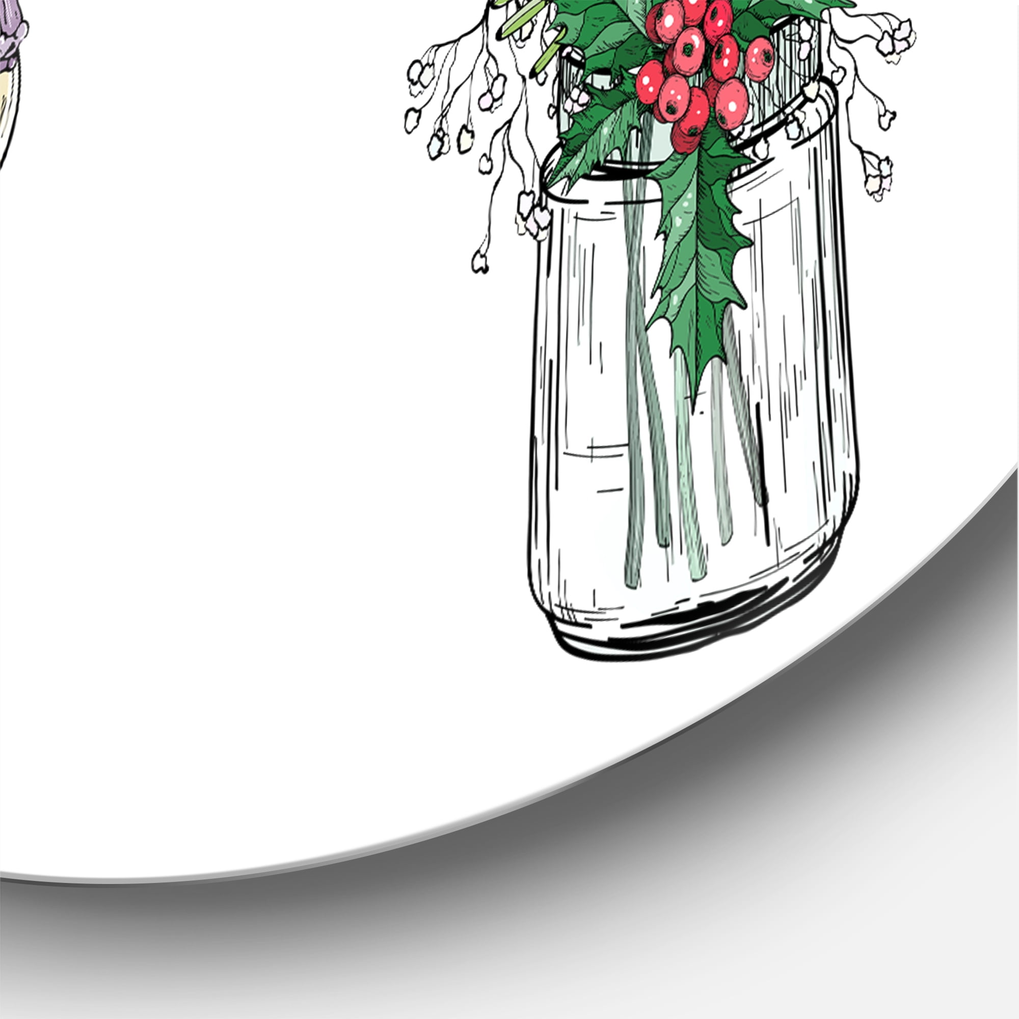 Designart 'Transparent Vases With Bouquets of Wildflowers II' Farmhouse Circle Metal Wall Art 23x23 - Disc of 23