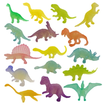 Visland 16Pcs Mini Dinosaur Toy Set Glow in Dark Tyrannosaurus Rex ...