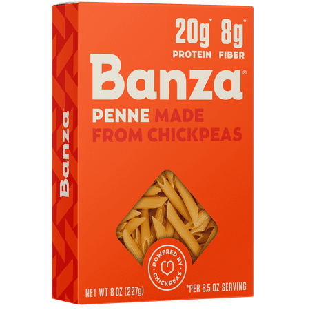 Banza Penne Pasta from Chickpeas - Gluten Free, High Protein, and Lower Carb Shelf-Stable Protein Noodles, 8oz