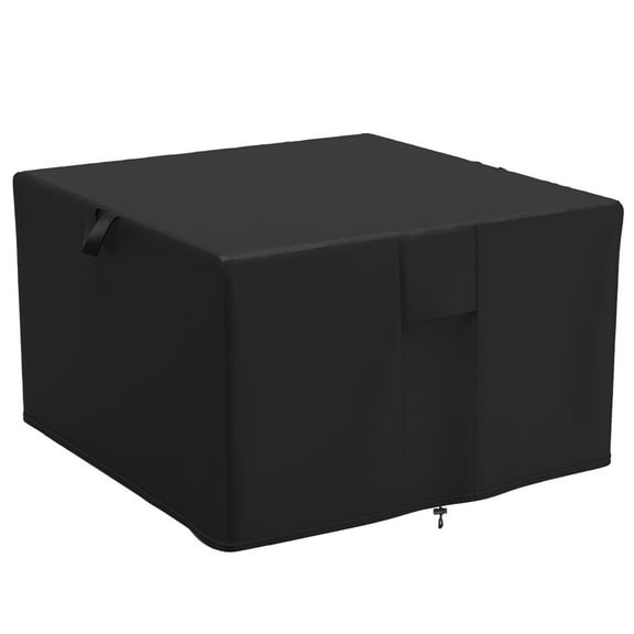 Patio Sqaure Fire Pit Cover, 37''W x 37''D x 21''H, Heavy-Duty Waterproof & Anti-UV Fire Pit Cover, Easy to Use and Care, Black