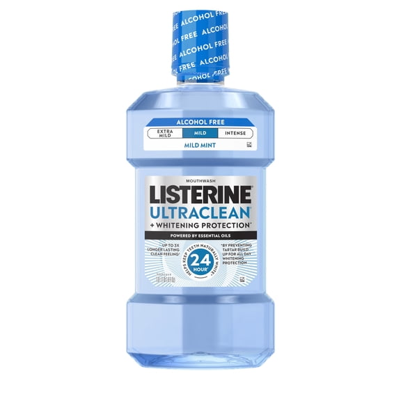Listerine Ultraclean Alcohol-Free Mild Mouthwash   Whitening Protection*, Mild Mint, 1L