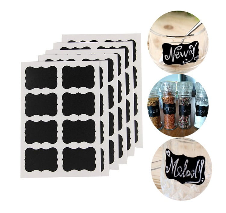 Details about   40pcs Fancy Black Board Kitchen Jar Label Labels Stickers Chalkboard Tags Craft