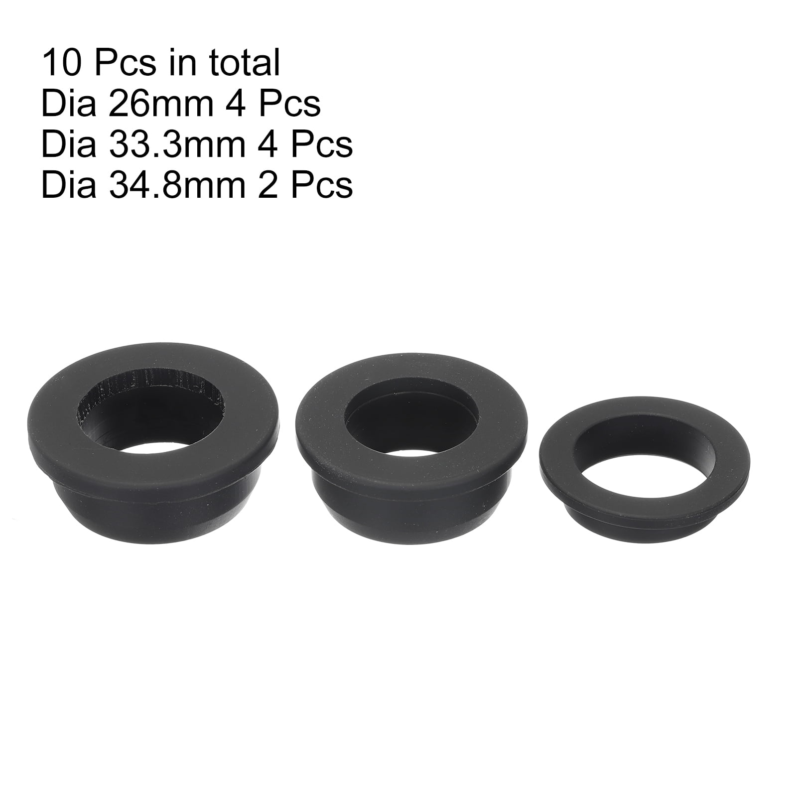 Uxcell T Shape Rubber Grommet Mount Dia 26mm/33.3mm/34.8mm,ID 23mm/22mm/24mm Seal Protection Cable Grommets Flexible