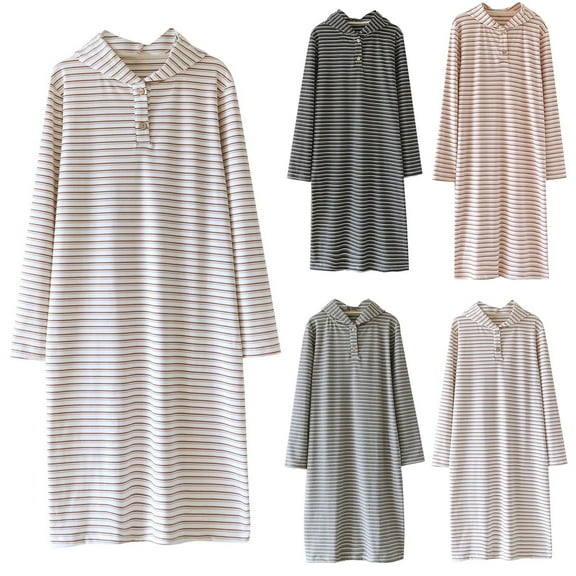 Ashirexll Sleep Shirts for Women, Nightgowns for Women, Long Sleeve Hooded Nightgown Winter Loose Robe for Home Wear