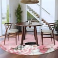 thumbnail image 4 of Pink Snowman Christmas Round Area Rug 6 FT, Bedroom Area Rug, Winter Snowflake Xmas Tree Pink Grey Plaid Washable Soft Circular Carpet Floor Mat for Kitchen Dining Room Home Office Kids Room, 4 of 9